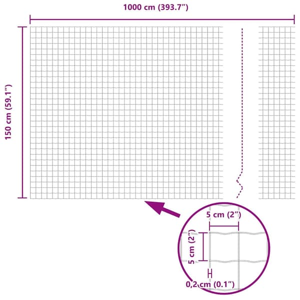 vidaXL Euro gjerde 1,5 x 10 m PVC-belagt jern