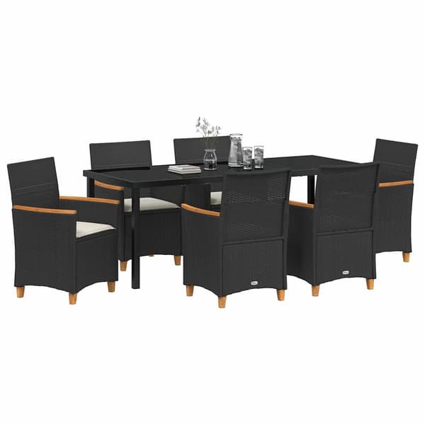 vidaXL Trädgårdsmöbelset 7 pcs Svart konstrotting