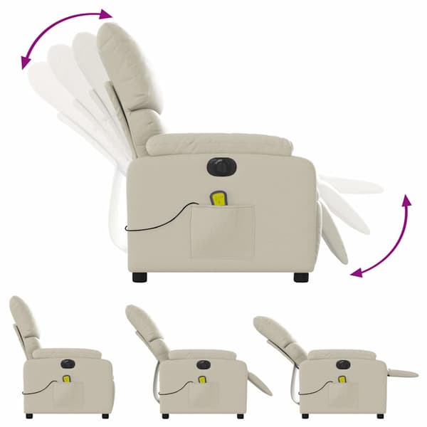 vidaXL Elektrisk massagefåtölj gräddvit konstläder