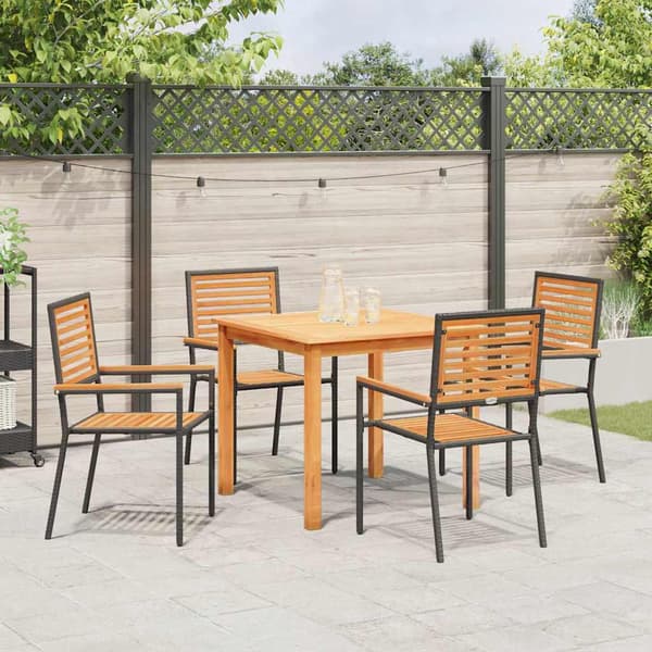 vidaXL Hage Spisegruppe 5 pcs Svart Solid akasietre