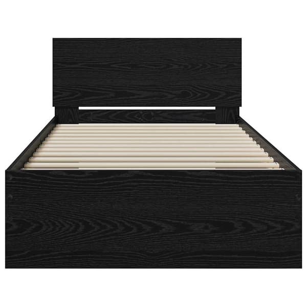 vidaXL Sengestamme med hodegjerde Svart Eik 75 x 190 cm Konstruert tre