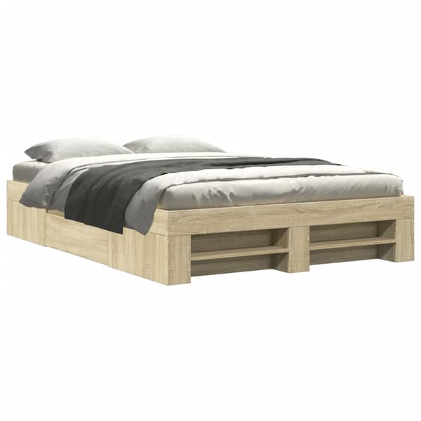 vidaXL Sengeramme sonoma eik 135x190 cm konstruert tre