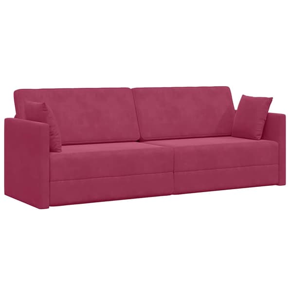 vidaXL Golvbäddsoffa Vinröd 213 x 70 x 77 cm Sammet