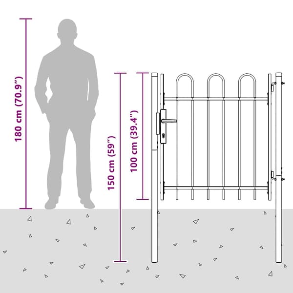 vidaXL Gjerdeport Grå 100 x 100 cm Pulverlakkert stål