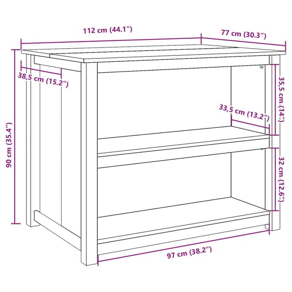 vidaXL Köksö PANAMA 112x77x90 cm massiv furu