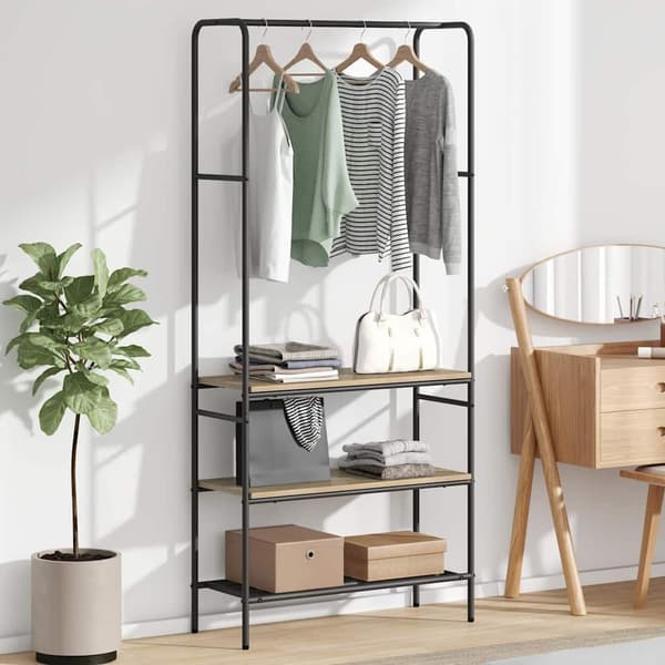 vidaXL Klesstativ med hyller Sonoma eik 77 x 30 x 171 cm