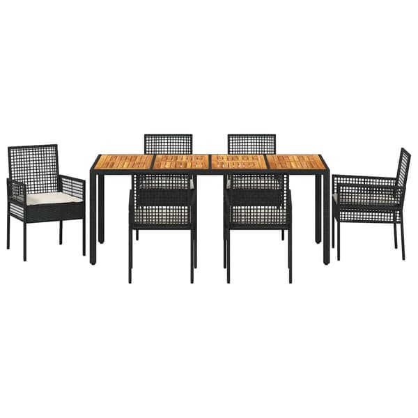 vidaXL Trädgårdsmöbelset 7 pcs Svart konstrotting