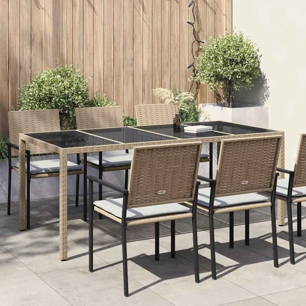 vidaXL Hagebord Beige 190 x 90 x 75 cm polyrotting