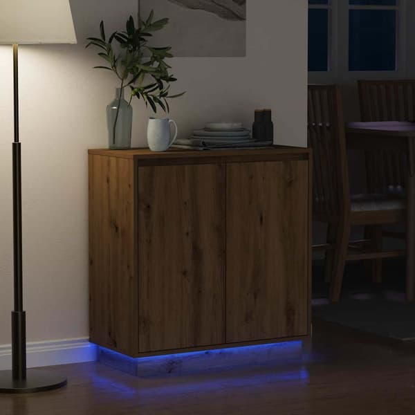 vidaXL LED sideboard for Artisan eik 71 x 34,5 x 75 cm Konstruert tre