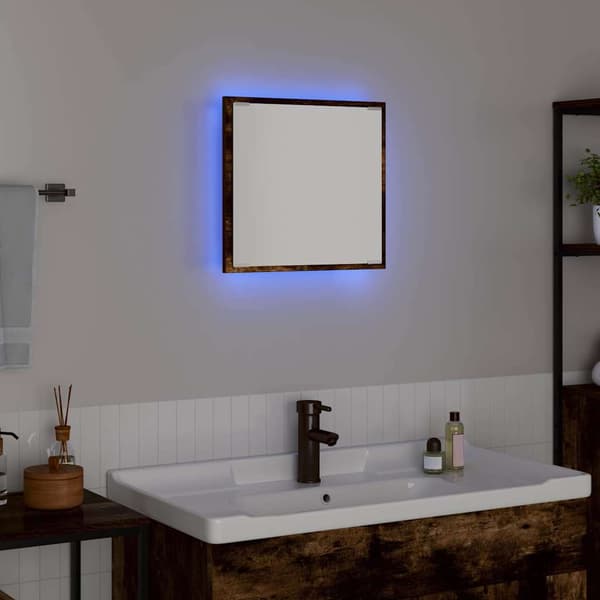 vidaXL LED Badevindu Røkt eik 40 x 37 x 8.5 cm Konstruert tre