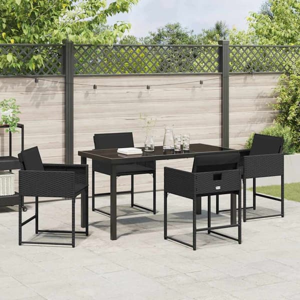 vidaXL Hage Spisegruppe 5 pcs Svart polyrotting