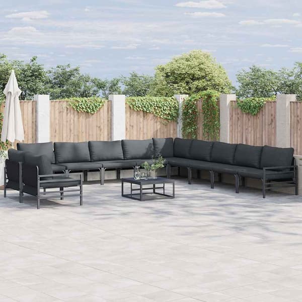 vidaXL Hagesofa Set med pute Antrasittgrå Stål