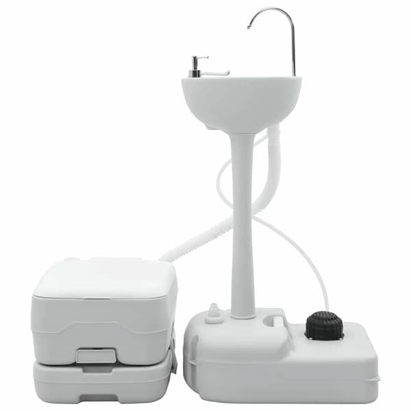 vidaXL Camping Toalettsats 2 pcs Grå och Vit Högdensitetspolyeten