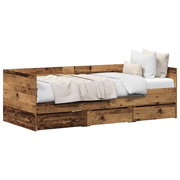 vidaXL Seng med hodegjerde Gamle tre 90 x 190 cm Konstruert tre