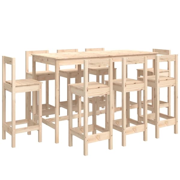 vidaXL Barsett 9 deler heltre furu