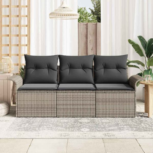 vidaXL Soffset med kudde 3 pcs Grå konstrotting
