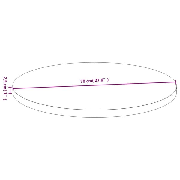 vidaXL Bordplate Ø70x2,5 cm bambus