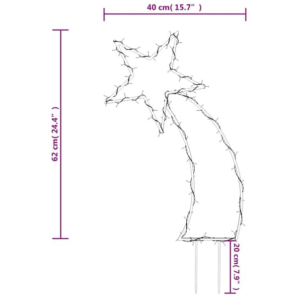 vidaXL Julelysdekorasjon med pigger meteor 80 LED 62 cm