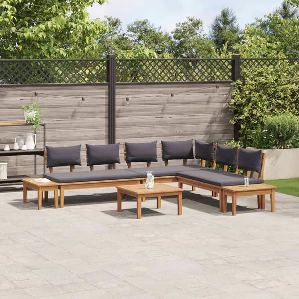 vidaXL Hagesofa Set 3 pcs Brun og Grå