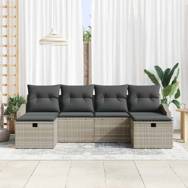 vidaXL Soffset med kudde 6 pcs konstrotting