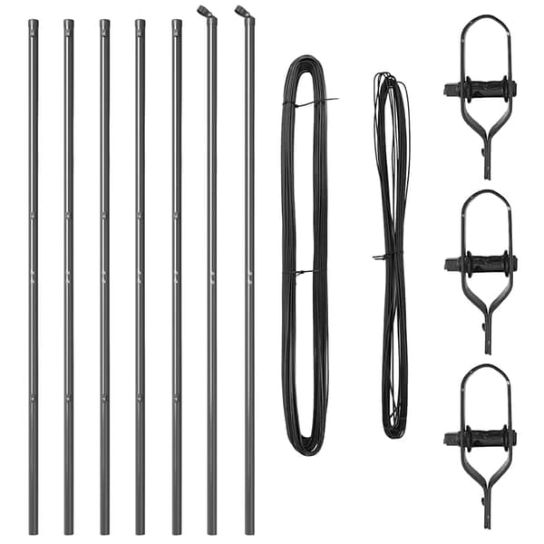 vidaXL Gjerdepåle 7 pcs Grå Stål