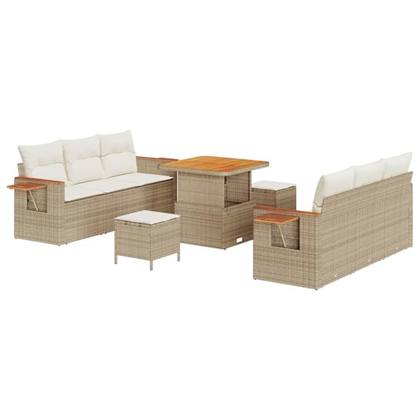 vidaXL Trädgårdsoffset 11 pcs Beige och gräddfärgad konstrotting