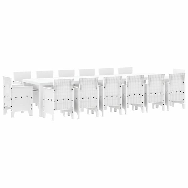 vidaXL Trädgårdsmöbelset 15 pcs Vit Polt rotting