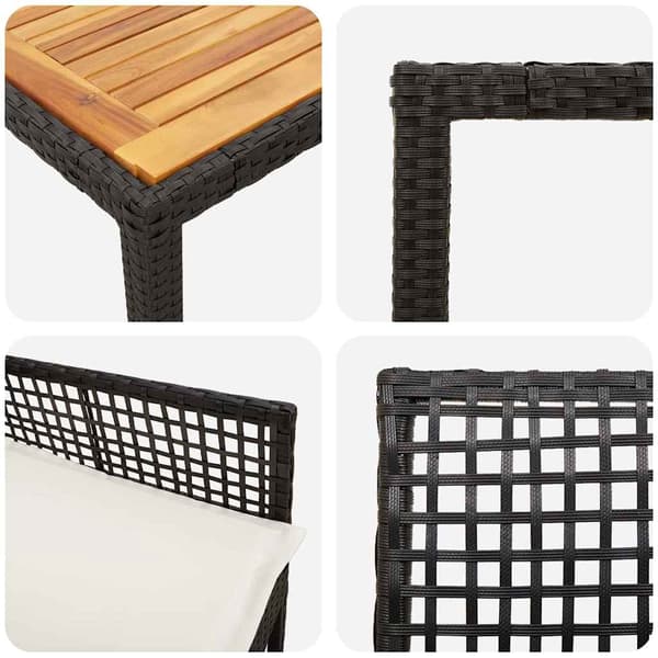 vidaXL Trädgårdsmöbelset 7 pcs Svart konstrotting