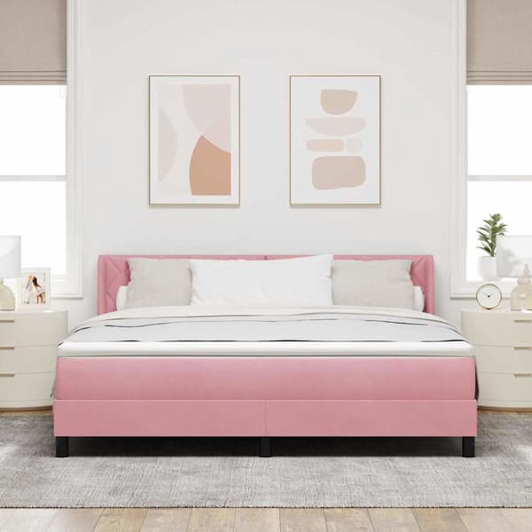 vidaXL Bäddfjäder med madrass Rosa 200 x 180 cm Polyester