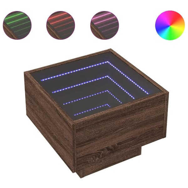 vidaXL Sängbord med Infinity LEDs brun ek 40x40x30 cm
