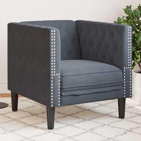 vidaXL Soffa Mörkgrå 74,5 x 71 x 70,5 cm Sammet