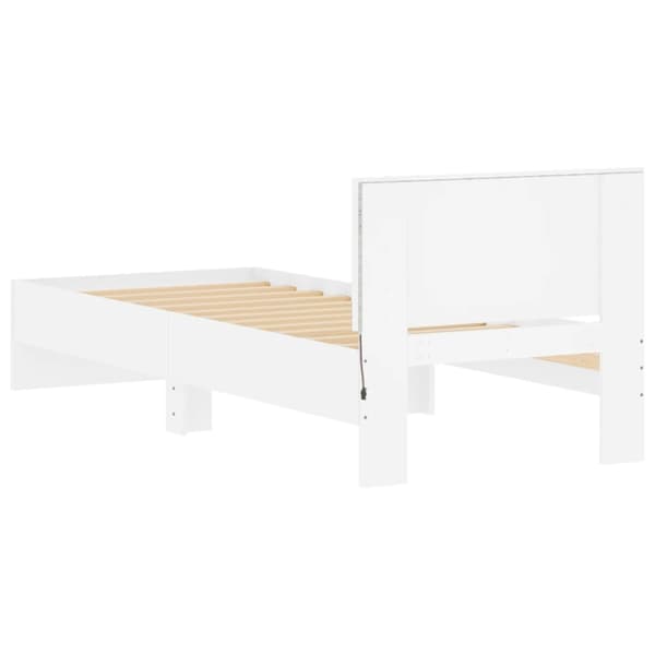 vidaXL Sengeramme med hodegavl og LED-lys hvit 75x190 cm