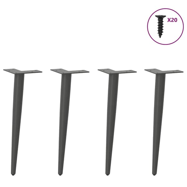 vidaXL Soffbordsben konisk form 4 st antracit 42-43 cm stål
