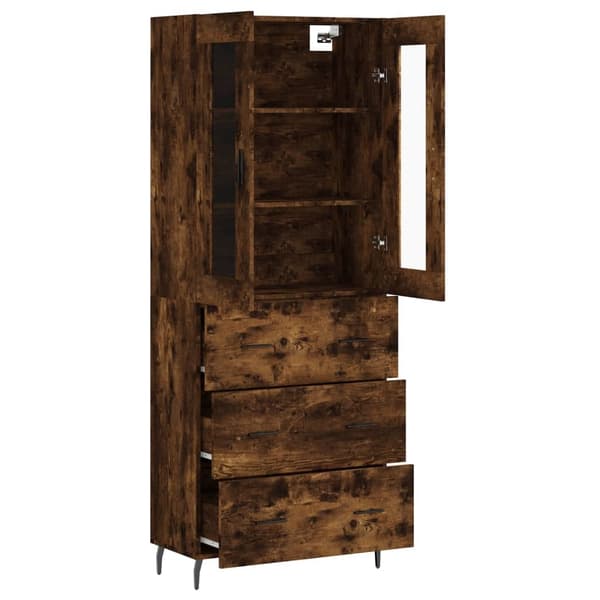 vidaXL Highboard røkt eik 69,5x34x180 cm konstruert tre