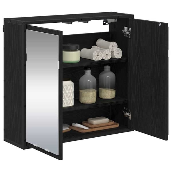 vidaXL Baderomsspeilskap Svart eik 65 x 20 x 60 cm Konstruert tre