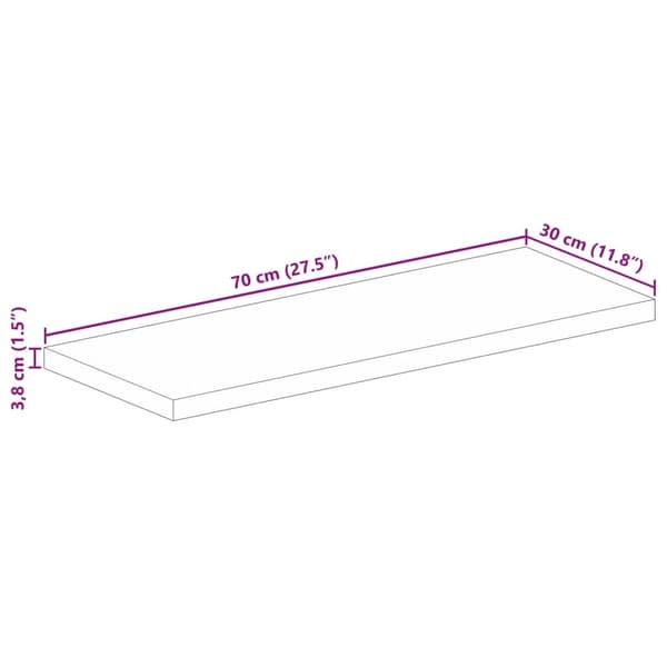 vidaXL Bordsskiva 70x30x3,8 cm rektangulär massivt mango-trä