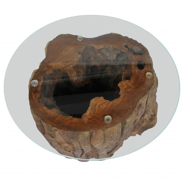 vidaXL Soffbord teak glas 50x40 cm