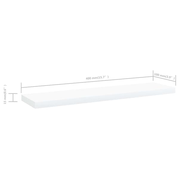 vidaXL Hyllplan 4 st vit 40x10x1,5 cm konstruerat trä