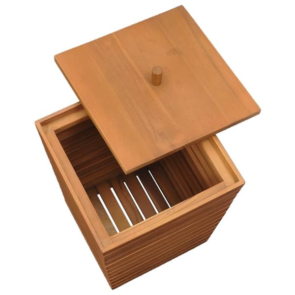 vidaXL Tvättkorg 30x30x45 cm massiv teak