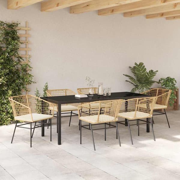 vidaXL Trädgårdsmöbelset 7 pcs Brun konstrotting