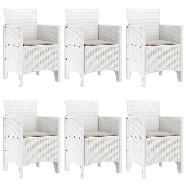 vidaXL Trädgårdsmöbelset 7 pcs Vit Polt rotting