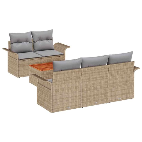vidaXL Trädgårdsoffset 6 pcs Beige och Ljusgrå konstrotting