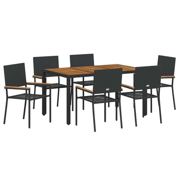 vidaXL Hage Spisegruppe 7 pcs Svart polyrotting