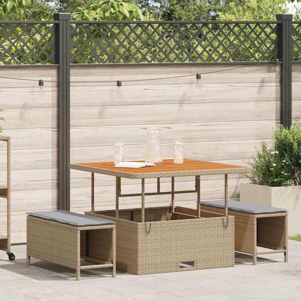 vidaXL Trädgårdsmöbelset Beige konstrotting