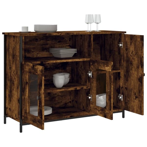 vidaXL Skjenk røkt eik 100x35x75 cm konstruert tre