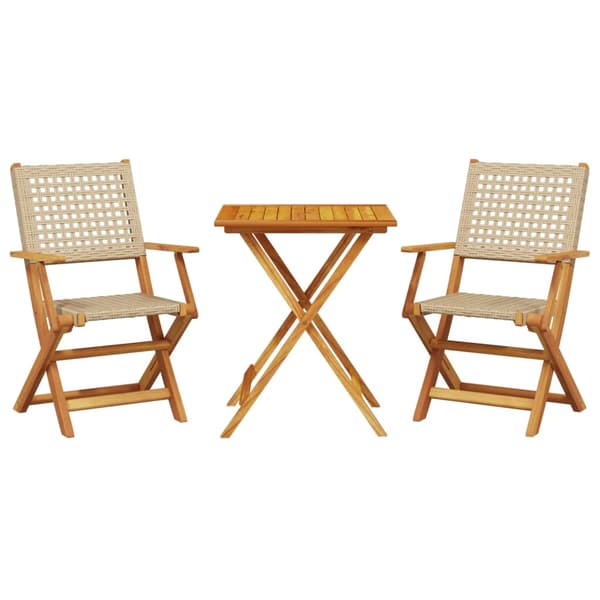 vidaXL Bistrosett 3 deler beige polyrotting og heltre