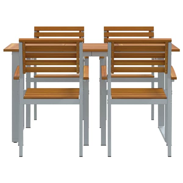 vidaXL Hage Spisegruppe 5 pcs Grå Solid akasietre