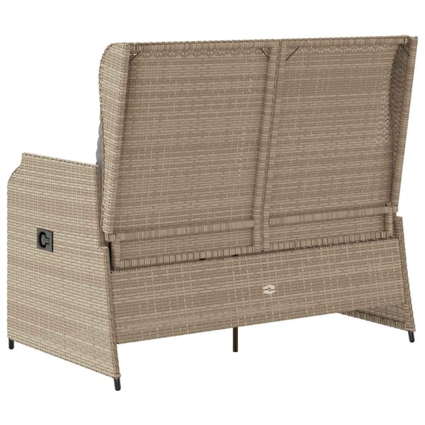 vidaXL Trädgårdsbänk med dyna Beige Polyrotting