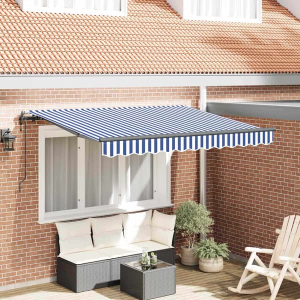 vidaXL Utfällbar markis Blå 250 x 200 cm tyg