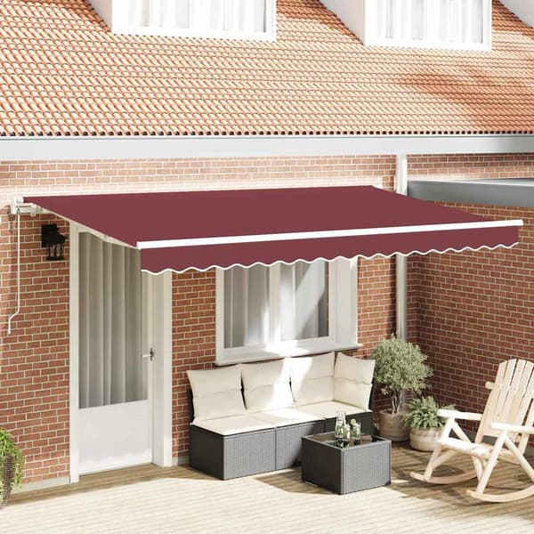 vidaXL Utfällbar markis Vinröd 400 x 200 cm tyg